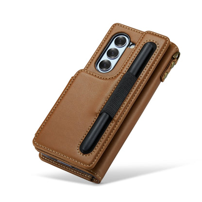 For Samsung Galaxy Z Fold6 5G CaseMe C22 PC+TPU Business Style RFID Anti-theft Lanyard Leather Phone Case with Pen Slot(Brown) - Galaxy Z Fold6 5G Cases by CaseMe | Online Shopping UK | buy2fix