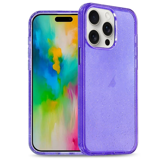 For iPhone 16 Pro Glitter Powder TPU Hybrid PC Phone Case(Purple) - iPhone 16 Pro Cases by buy2fix | Online Shopping UK | buy2fix