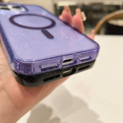 For iPhone 16 Pro Max Glitter Powder TPU Hybrid PC MagSafe Phone Case(Purple) - iPhone 16 Pro Max Cases by buy2fix | Online Shopping UK | buy2fix