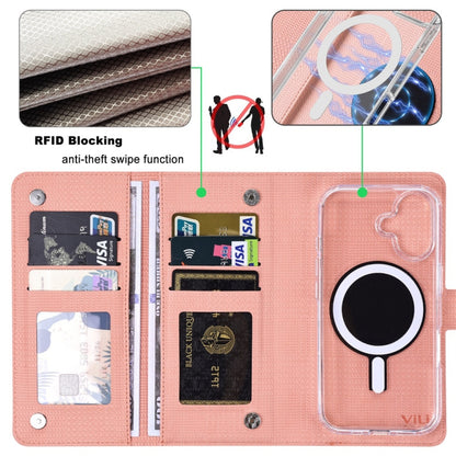 For iPhone 16 ViLi GHA-C Series RFID MagSafe Magnetic Flip Leather Phone Case(Pink) - iPhone 16 Cases by ViLi | Online Shopping UK | buy2fix