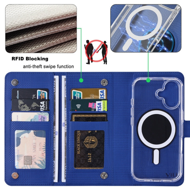 For iPhone 15 Pro ViLi GHA-C Series RFID MagSafe Magnetic Flip Leather Phone Case(Blue) - iPhone 15 Pro Cases by ViLi | Online Shopping UK | buy2fix