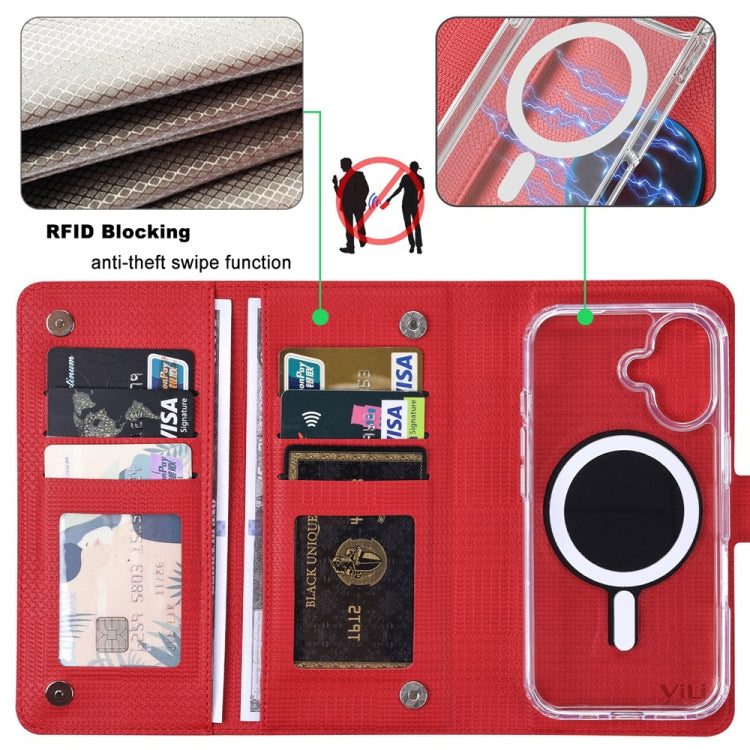 For iPhone 14 Pro Max ViLi GHA-C Series RFID MagSafe Magnetic Flip Leather Phone Case(Red) - iPhone 14 Pro Max Cases by ViLi | Online Shopping UK | buy2fix