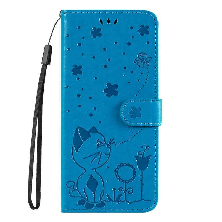 For Samsung Galaxy S25 Ultra 5G Cat and Bee Embossed Flip Leather Phone Case(Blue) - Galaxy S25 Ultra 5G Cases by buy2fix | Online Shopping UK | buy2fix