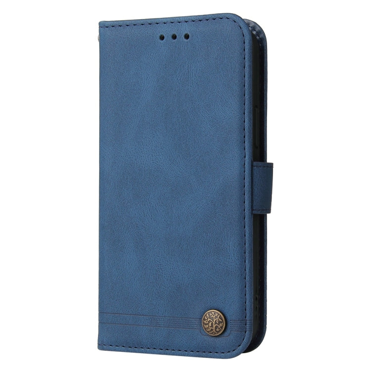 For Samsung Galaxy S25 5G Skin Feel Life Tree Metal Button Leather Phone Case(Blue) - Galaxy S25 5G Cases by buy2fix | Online Shopping UK | buy2fix