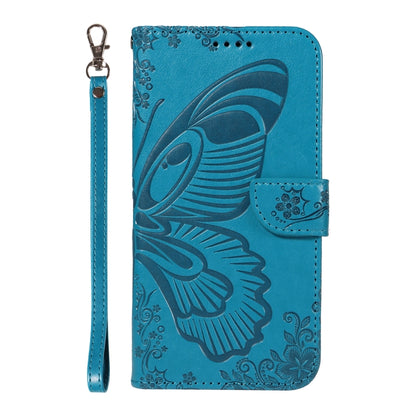 For Samsung Galaxy S25 Ultra 5G Swallowtail Butterfly Embossed Leather Phone Case(Blue) - Galaxy S25 Ultra 5G Cases by buy2fix | Online Shopping UK | buy2fix