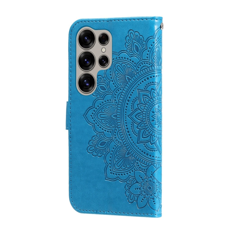 For Samsung Galaxy S25 Ultra 5G Seven-petal Flowers Embossing Leather Phone Case(Blue) - Galaxy S25 Ultra 5G Cases by buy2fix | Online Shopping UK | buy2fix