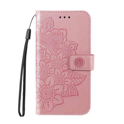 For Samsung Galaxy S25 Ultra 5G Seven-petal Flowers Embossing Leather Phone Case(Rose Gold) - Galaxy S25 Ultra 5G Cases by buy2fix | Online Shopping UK | buy2fix