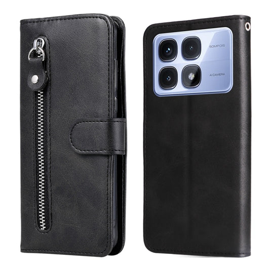 For Redmi K70 Ultra Fashion Calf Texture Zipper Leather Phone Case(Black) - Xiaomi Cases by buy2fix | Online Shopping UK | buy2fix