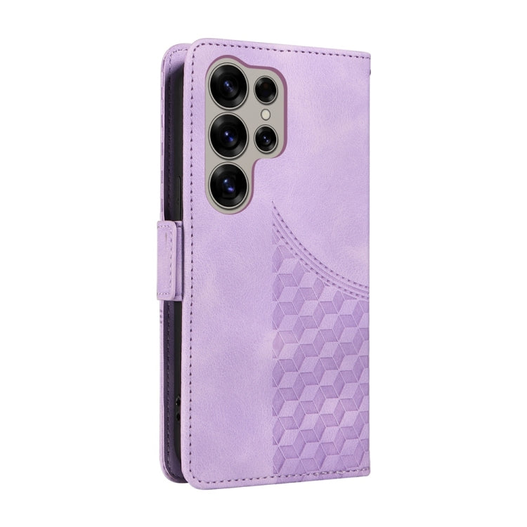 For Samsung Galaxy S25 Ultra 5G Embossed Rhombus Starry Leather Phone Case(Purple) - Galaxy S25 Ultra 5G Cases by buy2fix | Online Shopping UK | buy2fix