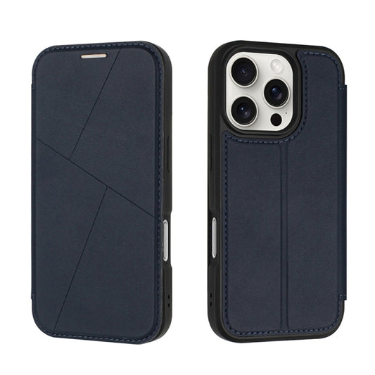 For iPhone 16 Pro Magnetic Armor Series RFID Card Slots Leather Phone Case(Blue) - iPhone 16 Pro Cases by buy2fix | Online Shopping UK | buy2fix