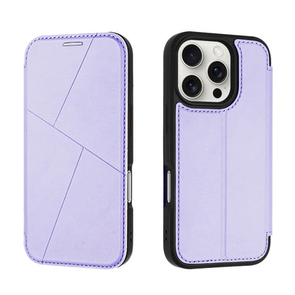 For iPhone 16 Pro Magnetic Armor Series RFID Card Slots Leather Phone Case(Purple) - iPhone 16 Pro Cases by buy2fix | Online Shopping UK | buy2fix