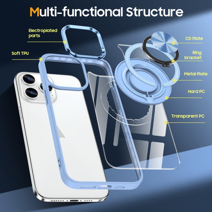 For iPhone 16 Pro Max Magnetic Rotating Ring Holder Phone Case(Light Blue) - iPhone 16 Pro Max Cases by buy2fix | Online Shopping UK | buy2fix