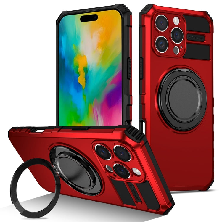 For iPhone 16 Pro Rotating Magnetic Holder Phone Case(Red) - iPhone 16 Pro Cases by buy2fix | Online Shopping UK | buy2fix