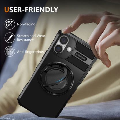 For iPhone 16 Rotating Magnetic Holder Phone Case(Black) - iPhone 16 Cases by buy2fix | Online Shopping UK | buy2fix