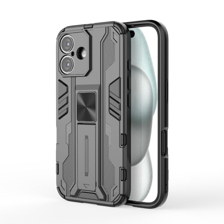 For iPhone 16 Supersonic PC + TPU Holder Phone Case(Black) - iPhone 16 Cases by buy2fix | Online Shopping UK | buy2fix