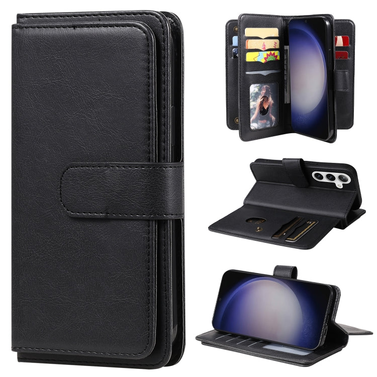 For Samsung Galaxy S25 / S24 5G Multi-Function Wallet 10 Card Slots Leather Phone Case(Black) - Galaxy S25 5G Cases by buy2fix | Online Shopping UK | buy2fix