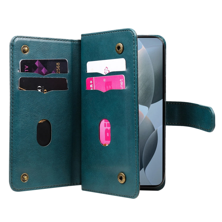 For Redmi K70 Multi-Function Wallet 10 Card Slots Leather Phone Case(Dark Green) - K70 Cases by buy2fix | Online Shopping UK | buy2fix