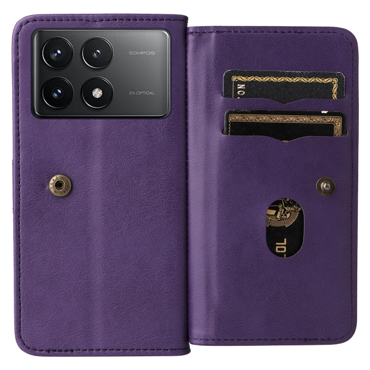 For Redmi K70 Multi-Function Wallet 10 Card Slots Leather Phone Case(Violet) - K70 Cases by buy2fix | Online Shopping UK | buy2fix