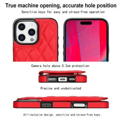 For iPhone 16 Pro Max Double Buckle Rhombic PU Leather Phone Case(Red) - iPhone 16 Pro Max Cases by buy2fix | Online Shopping UK | buy2fix