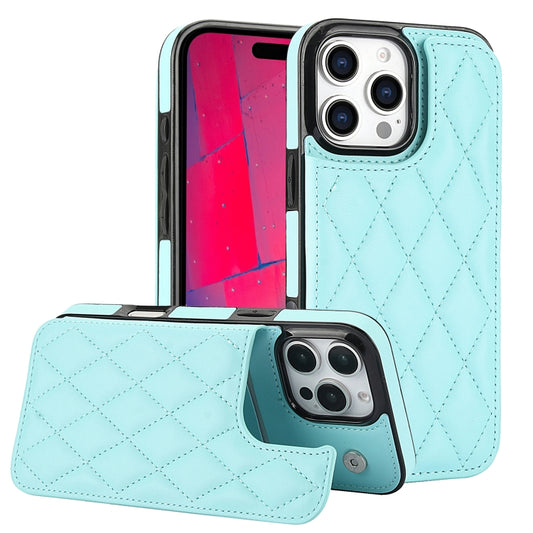 For iPhone 16 Pro Max Double Buckle Rhombic PU Leather Phone Case(Blue) - iPhone 16 Pro Max Cases by buy2fix | Online Shopping UK | buy2fix