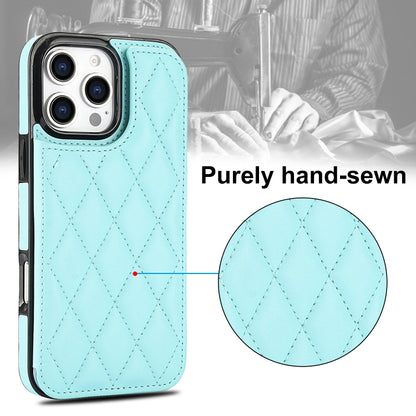 For iPhone 16 Pro Max Double Buckle Rhombic PU Leather Phone Case(Blue) - iPhone 16 Pro Max Cases by buy2fix | Online Shopping UK | buy2fix