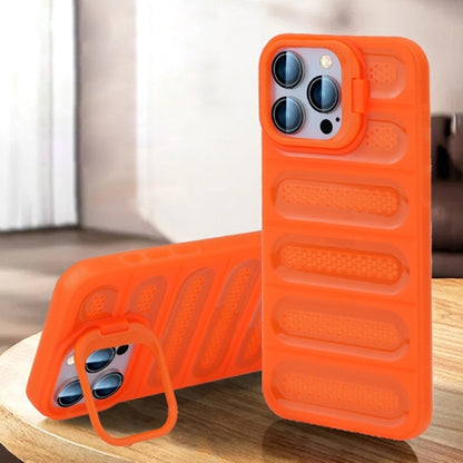 For iPhone 16 Pro Invisible Holder Cooling Phone Case(Transparent Orange) - iPhone 16 Pro Cases by buy2fix | Online Shopping UK | buy2fix