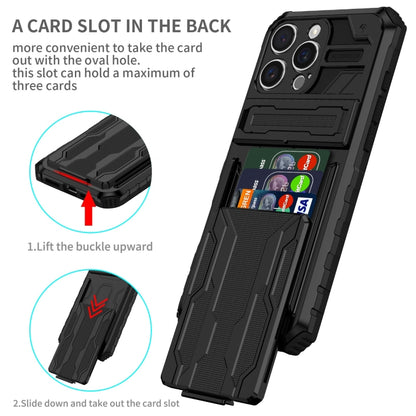 For iPhone 16 Pro Kickstand Armor Card Wallet Phone Case(Black) - iPhone 16 Pro Cases by buy2fix | Online Shopping UK | buy2fix