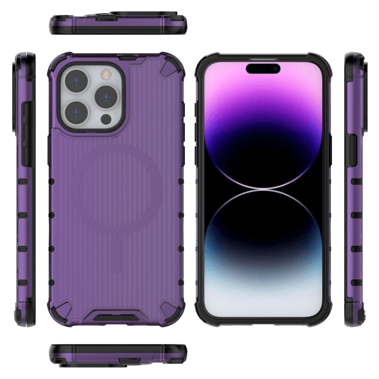 For iPhone 11 Pro Grating Airbag Shockproof MagSafe Frosted Phone Case(Purple) - iPhone 11 Pro Cases by buy2fix | Online Shopping UK | buy2fix