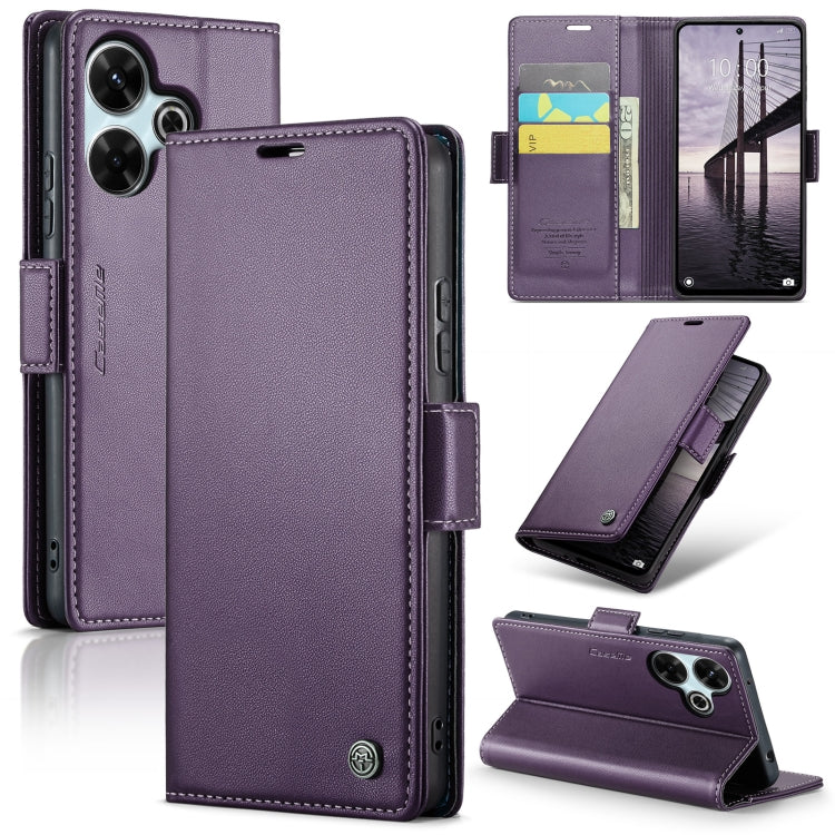 For Redmi 13 CaseMe 023 Butterfly Buckle Litchi Texture RFID Anti-theft Leather Phone Case(Pearly Purple) - Redmi 13 Cases by CaseMe | Online Shopping UK | buy2fix