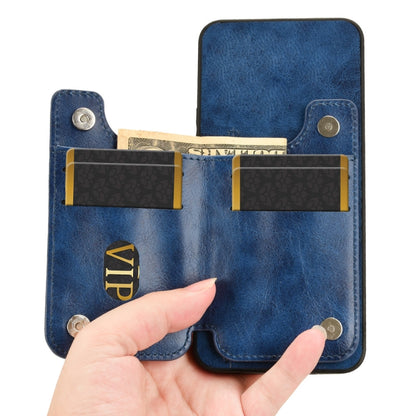 For OnePlus 13 Cow Pattern Sewing Card Bag Phone Case(Blue) - OnePlus Cases by buy2fix | Online Shopping UK | buy2fix