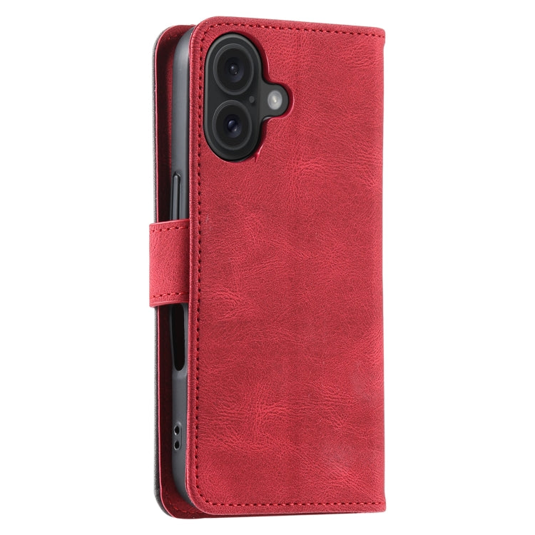 For iPhone 16 Nail Skin Feel Stitching Calf Texture Leather Phone Case(Red) - iPhone 16 Cases by buy2fix | Online Shopping UK | buy2fix