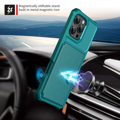 For iPhone 16 Pro Max Magnetic Wallet Card Bag Leather Phone Case(Cyan) - iPhone 16 Pro Max Cases by buy2fix | Online Shopping UK | buy2fix