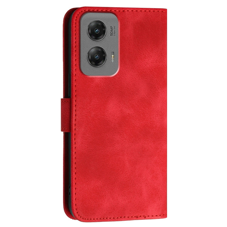 For Motorola Moto G Stylus 5G 2024 YX0080 Grid Butterfly Embossed Pattern Flip Leather Phone Case with Lanyard(Red) - Motorola Cases by buy2fix | Online Shopping UK | buy2fix