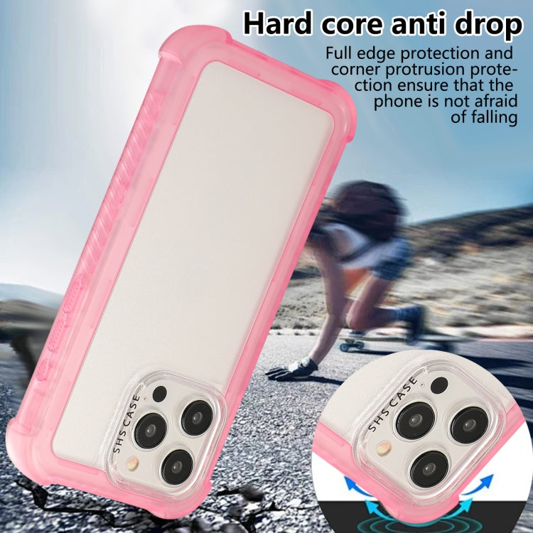 For iPhone 16 Pro Transparent Matte TPU Hybrid PC 3-in-1 Phone Case(Pink) - iPhone 16 Pro Cases by buy2fix | Online Shopping UK | buy2fix