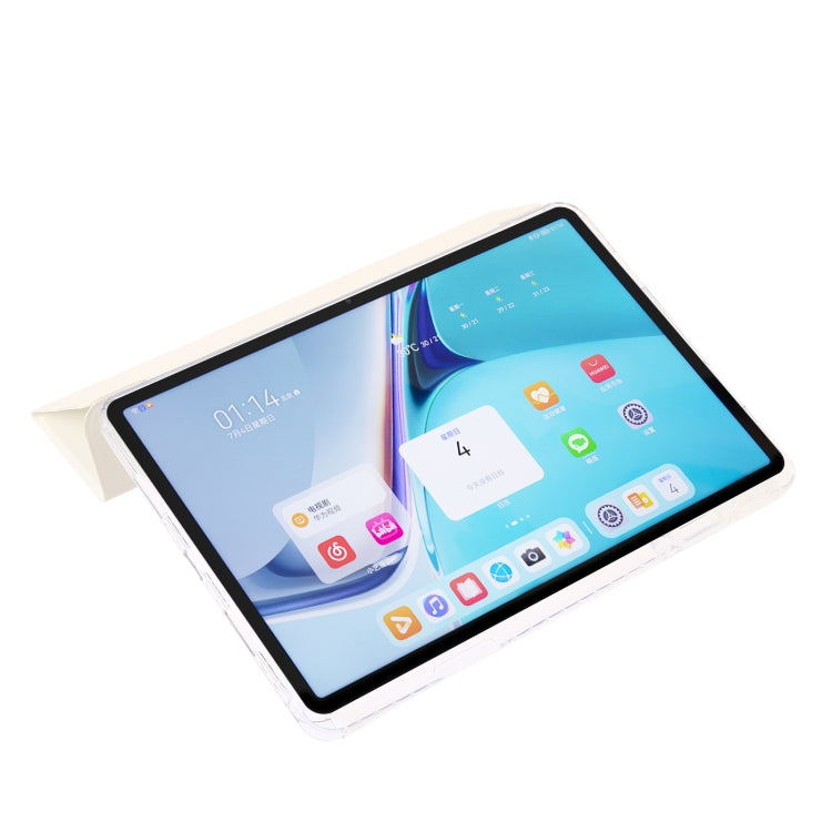 For Huawei Matepad SE 11 2024 Clear Acrylic 3-Fold Leather Tablet Case(White) - Huawei by buy2fix | Online Shopping UK | buy2fix