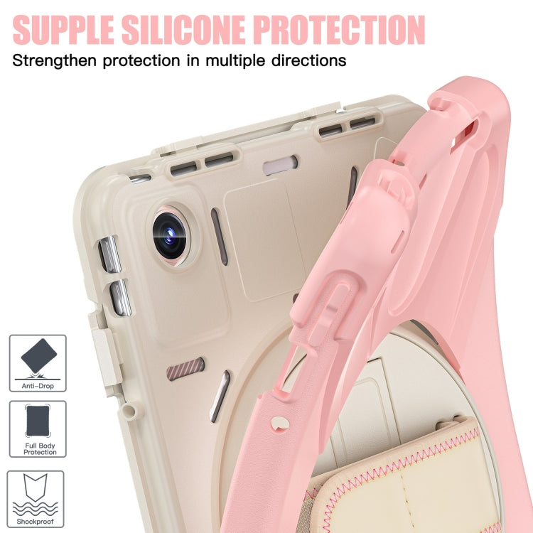 For Lenovo Tab M11 /Xiaomi Pad 11 2024 Rotatable Holder Silicone Hybrid PC Tablet Case with Shoulder Strap(Pink) - Lenovo by buy2fix | Online Shopping UK | buy2fix