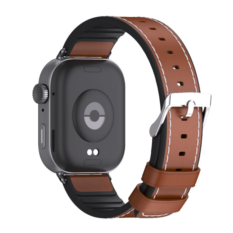 For Huawei Watch Fit3 MIJOBS TPU Leather Watch Band(Brown Black) - Watch Bands by MIJOBS | Online Shopping UK | buy2fix