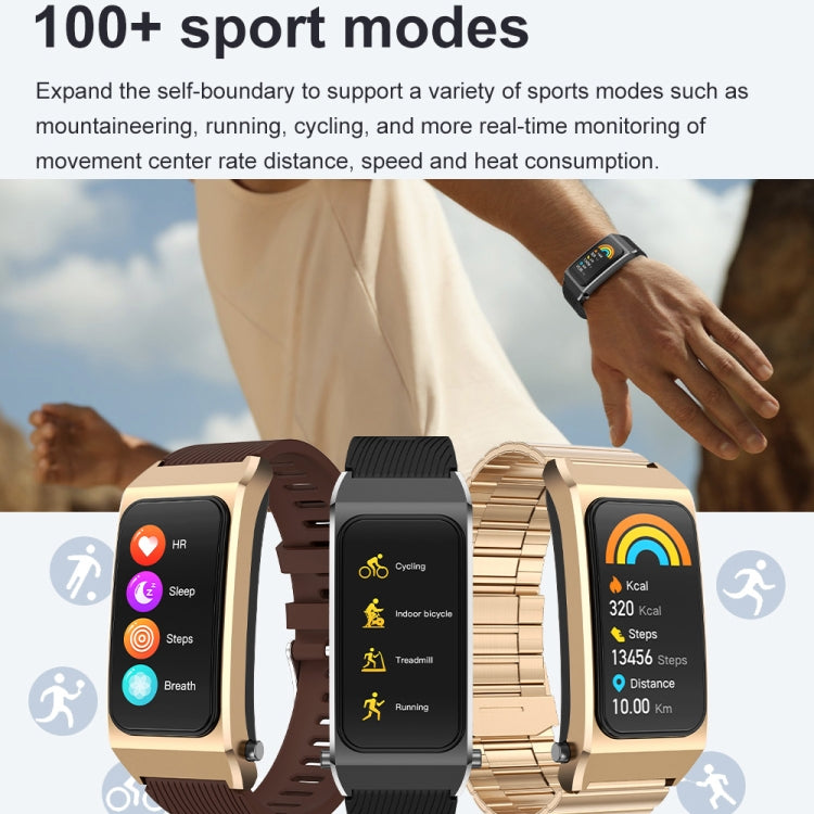 A8 1.98 inch 2 in 1 Bluetooth Earphone Silicone Strap Smart Watch, Support ECG / NFC(Brown) - Smart Watches by buy2fix | Online Shopping UK | buy2fix