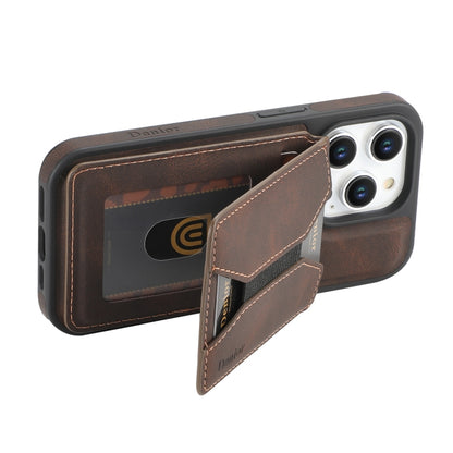 For iPhone 14 Pro Denior D17 Skin Feel MagSafe Detachable Card Slot Phone Case(Brown) - iPhone 14 Pro Cases by Denior | Online Shopping UK | buy2fix