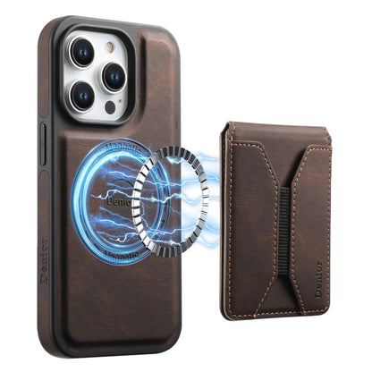 For iPhone 15 Pro Max Denior D17 Skin Feel MagSafe Detachable Card Slot Phone Case(Brown) - iPhone 15 Pro Max Cases by Denior | Online Shopping UK | buy2fix