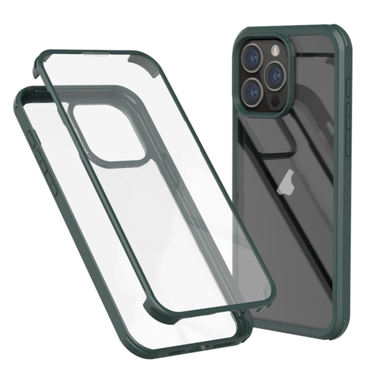 For iPhone 16 Pro Double-sided Plastic Glass Phone Protective Case(Dark Green) - iPhone 16 Pro Cases by buy2fix | Online Shopping UK | buy2fix