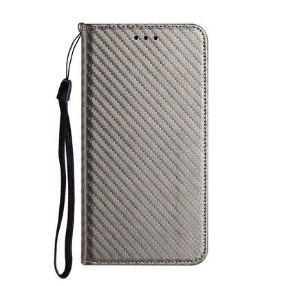 For iPhone 16 Pro Max Carbon Fiber Texture Magnetic Flip Leather Phone Case(Grey) - iPhone 16 Pro Max Cases by buy2fix | Online Shopping UK | buy2fix