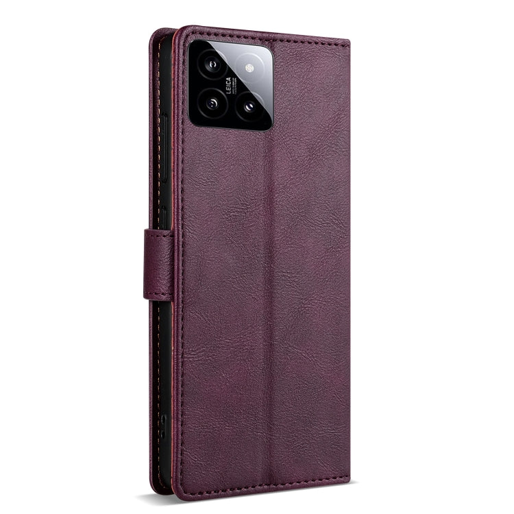 For Xiaomi 14 N.BEKUS CSJ-P1 Solid Color Leather Phone Case(Wine Red) - 14 Cases by N.BEKUS | Online Shopping UK | buy2fix