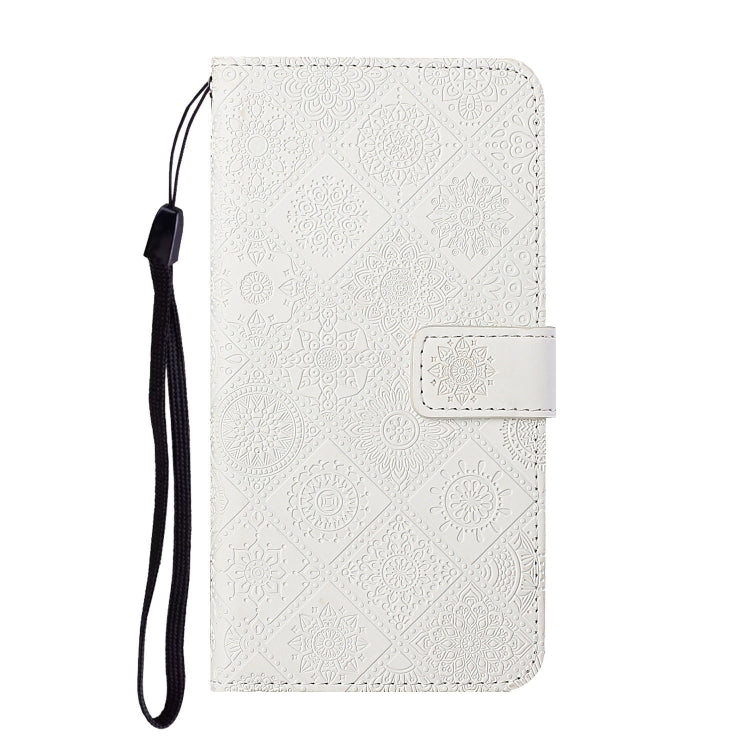 For Samsung Galaxy S25 5G Ethnic Style Embossed Pattern Leather Phone Case(White) - Galaxy S25 5G Cases by buy2fix | Online Shopping UK | buy2fix