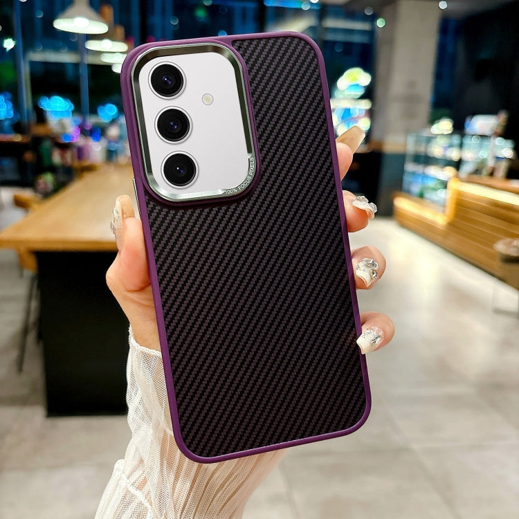 For Samsung Galaxy S24 5G Carbon Fiber Texture MagSafe Magnetic Shockproof Phone Case(Purple) - Galaxy S24 5G Cases by buy2fix | Online Shopping UK | buy2fix