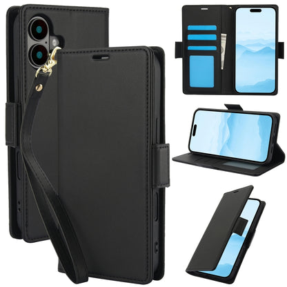 For iPhone 16 Plus Side Buckle RFID Anti-theft Leather Phone Case(Black) - iPhone 16 Plus Cases by buy2fix | Online Shopping UK | buy2fix