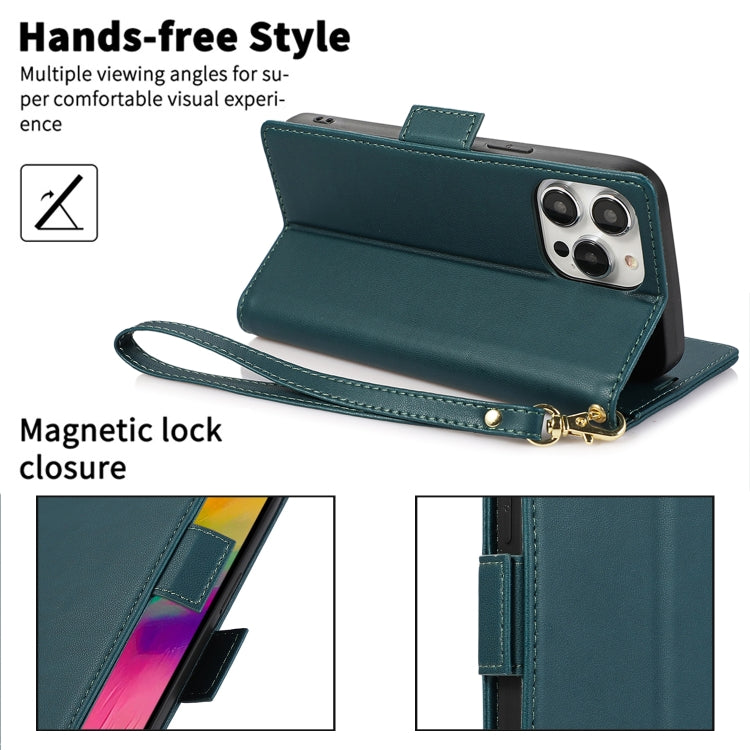 For iPhone 16 Pro Max Side Buckle RFID Anti-theft Leather Phone Case(Green) - iPhone 16 Pro Max Cases by buy2fix | Online Shopping UK | buy2fix