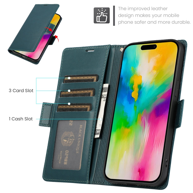 For iPhone 16 Pro Max Side Buckle RFID Anti-theft Leather Phone Case(Green) - iPhone 16 Pro Max Cases by buy2fix | Online Shopping UK | buy2fix