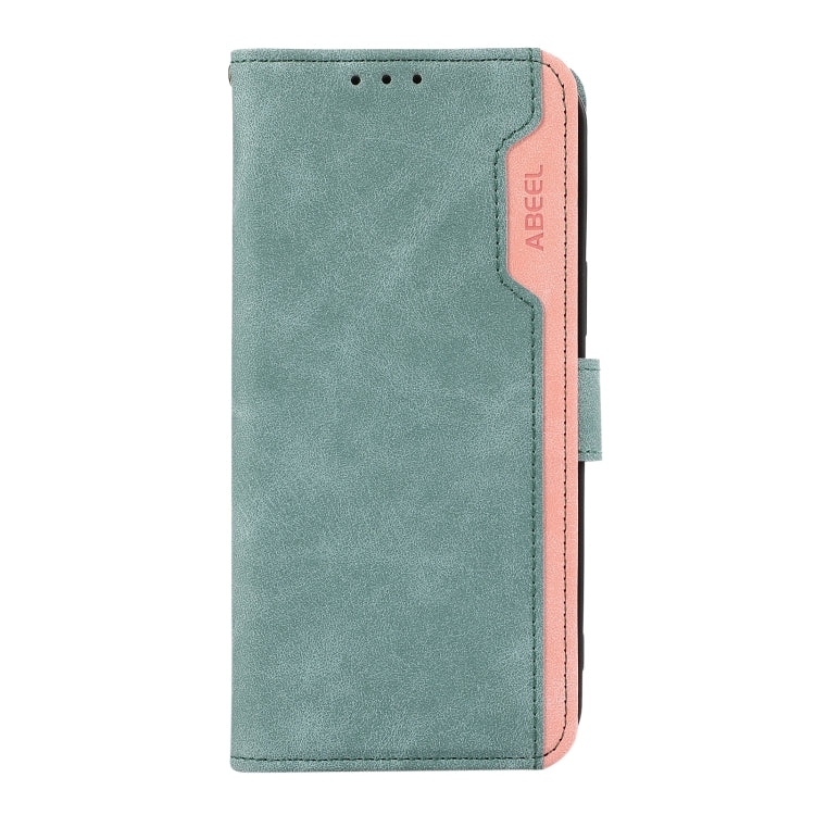 For OnePlus 13 ABEEL Color Block Magnetic RFID Leather Phone Case(Cyan-Pink) - OnePlus Cases by buy2fix | Online Shopping UK | buy2fix