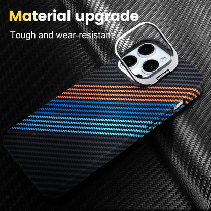 For iPhone 14 Pro Carbon Fiber Lens Holder MagSafe Magnetic Phone Case(Black) - iPhone 14 Pro Cases by buy2fix | Online Shopping UK | buy2fix